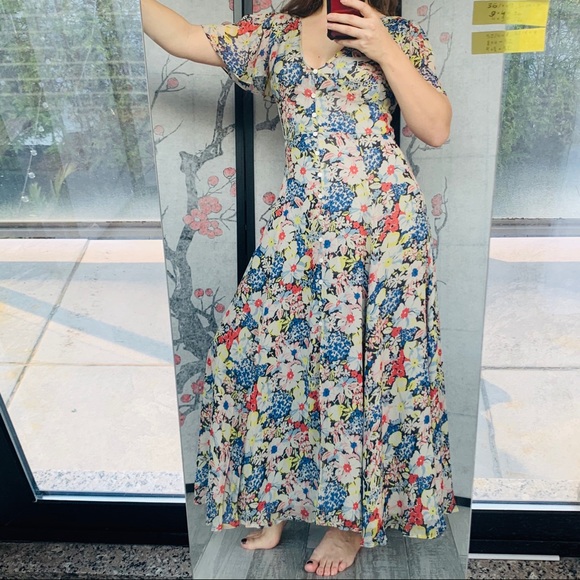 Vintage floral garden maxi dress /XL : 2x main image 1